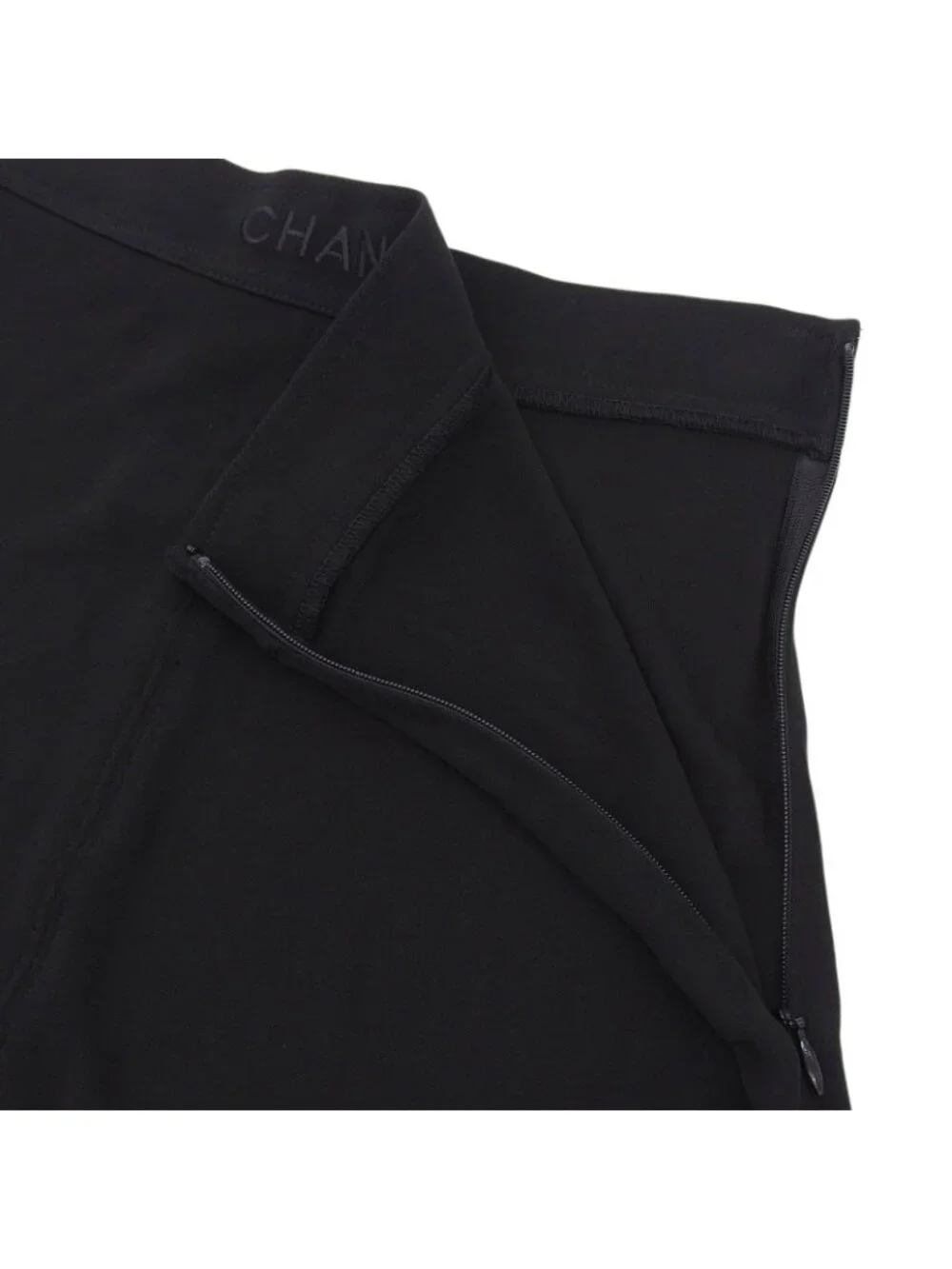Chanel Boutique Vintage Logo Embroidery Sheer Skirt Black 36